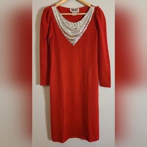 Retro chainmail cowl sweater dress